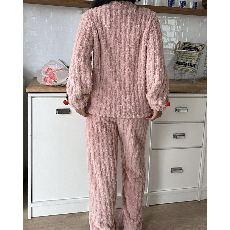 Fleece top and trouser lounge set for women view 4