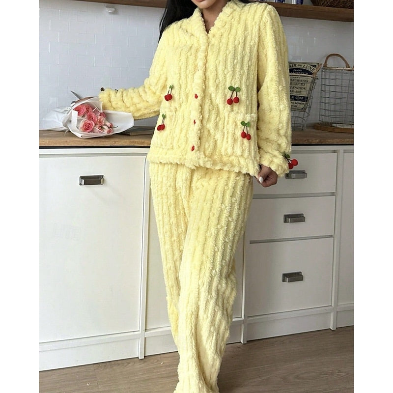 Fleece top and trouser lounge set for women view 7
