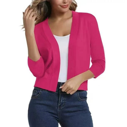 Open-front three-quarter sleeve cardigan, additional angle