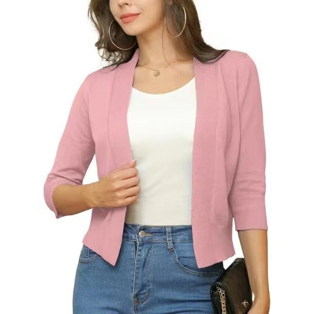 Three-quarter sleeve cardigan, colour variation