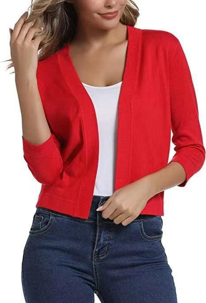 Three-quarter sleeve cardigan, colour variation