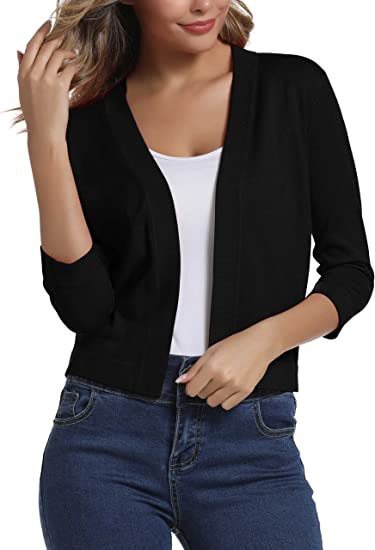 Open-front cardigan shown on model