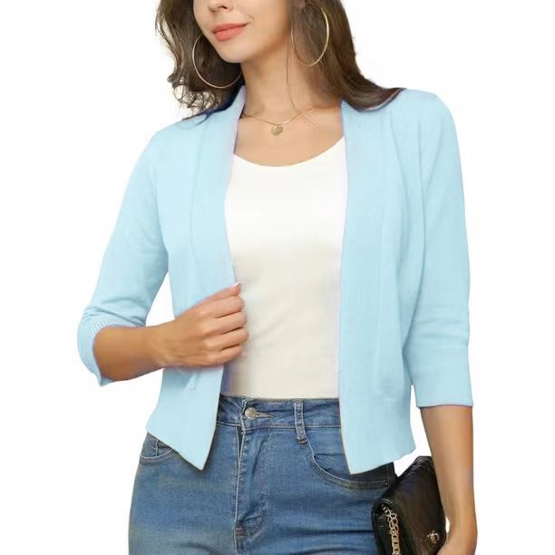 Cardigan showing knit texture detail