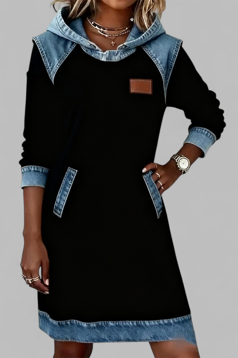 Halcyne hooded long-sleeve midi dress for women