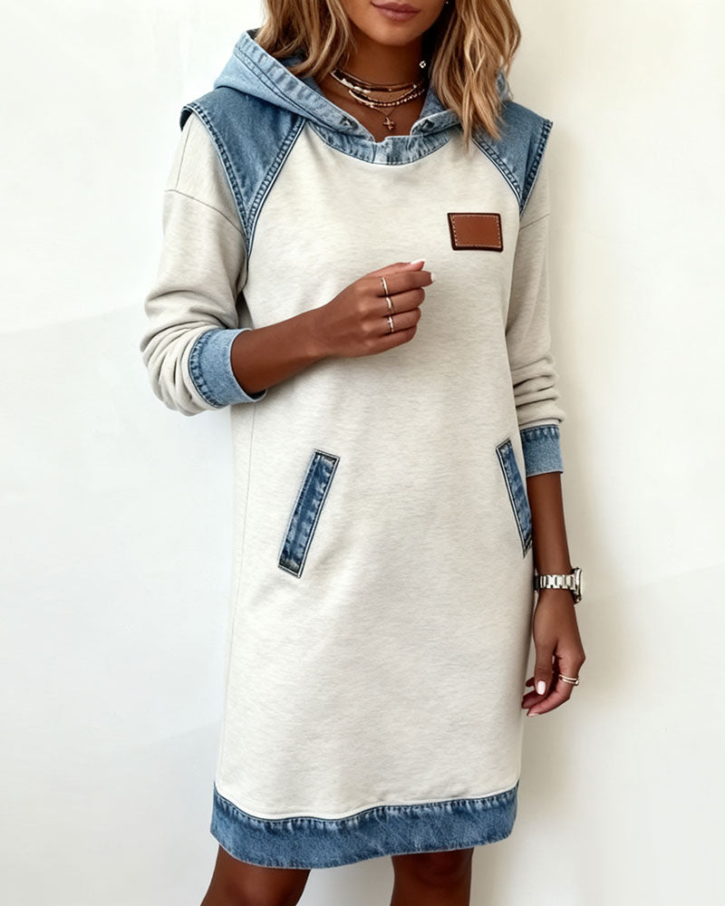 Halcyne hooded midi dress with kangaroo pocket