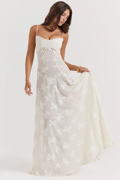 Susannah | Lace-Up Open-Back Floral Maxi Dress
