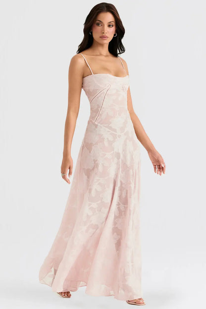 Susannah | Lace-Up Open-Back Floral Maxi Dress