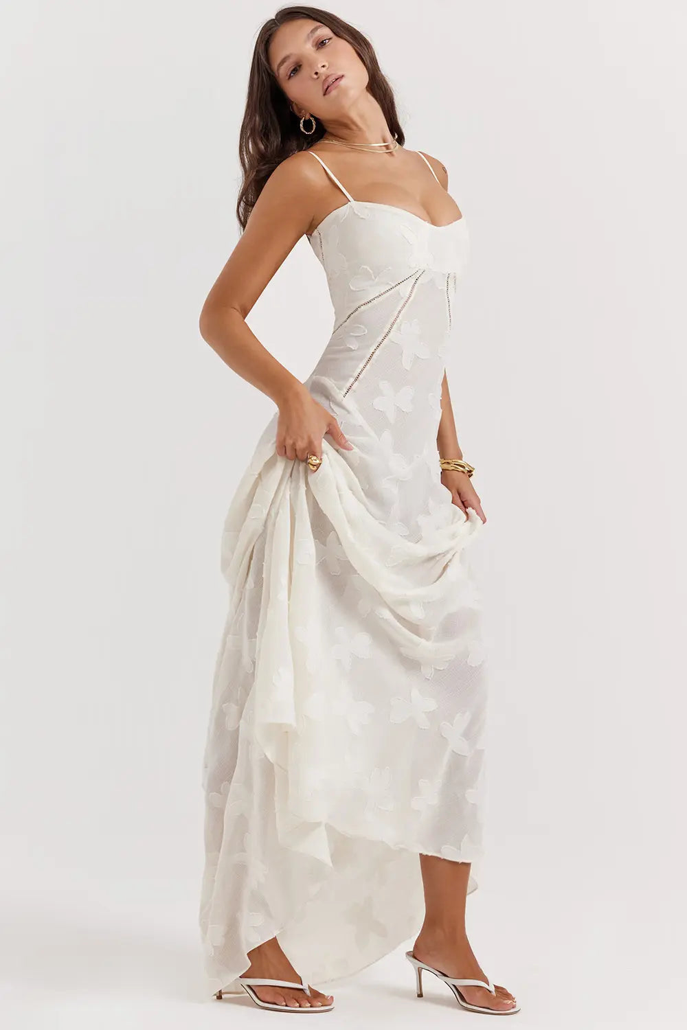 Susannah | Lace-Up Open-Back Floral Maxi Dress