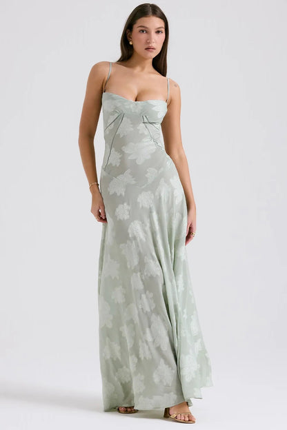 Susannah | Lace-Up Open-Back Floral Maxi Dress