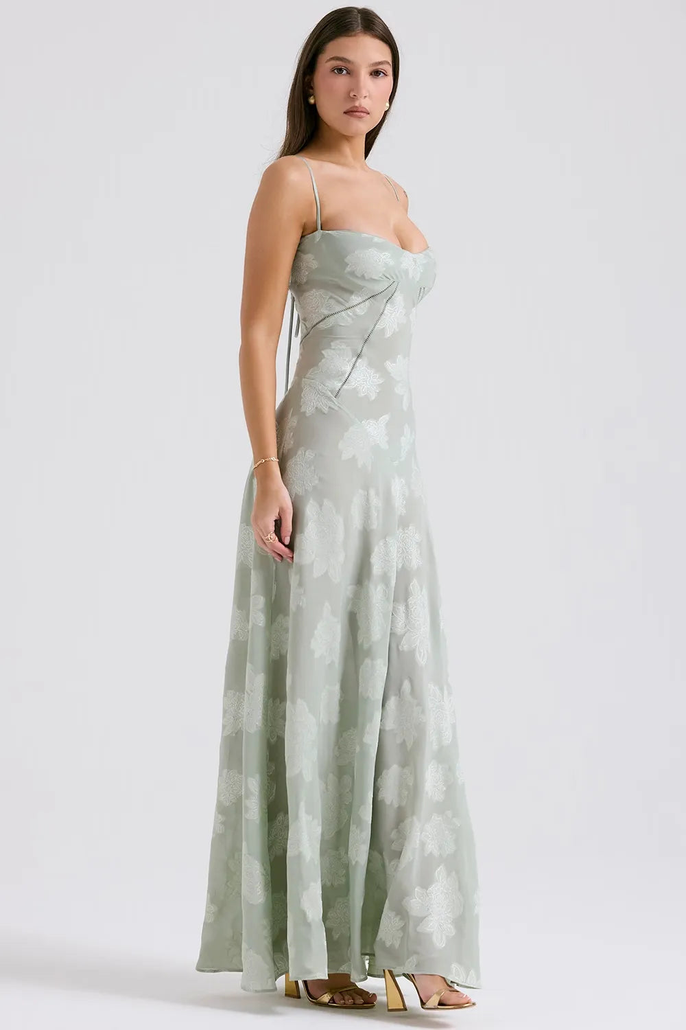 Susannah | Lace-Up Open-Back Floral Maxi Dress