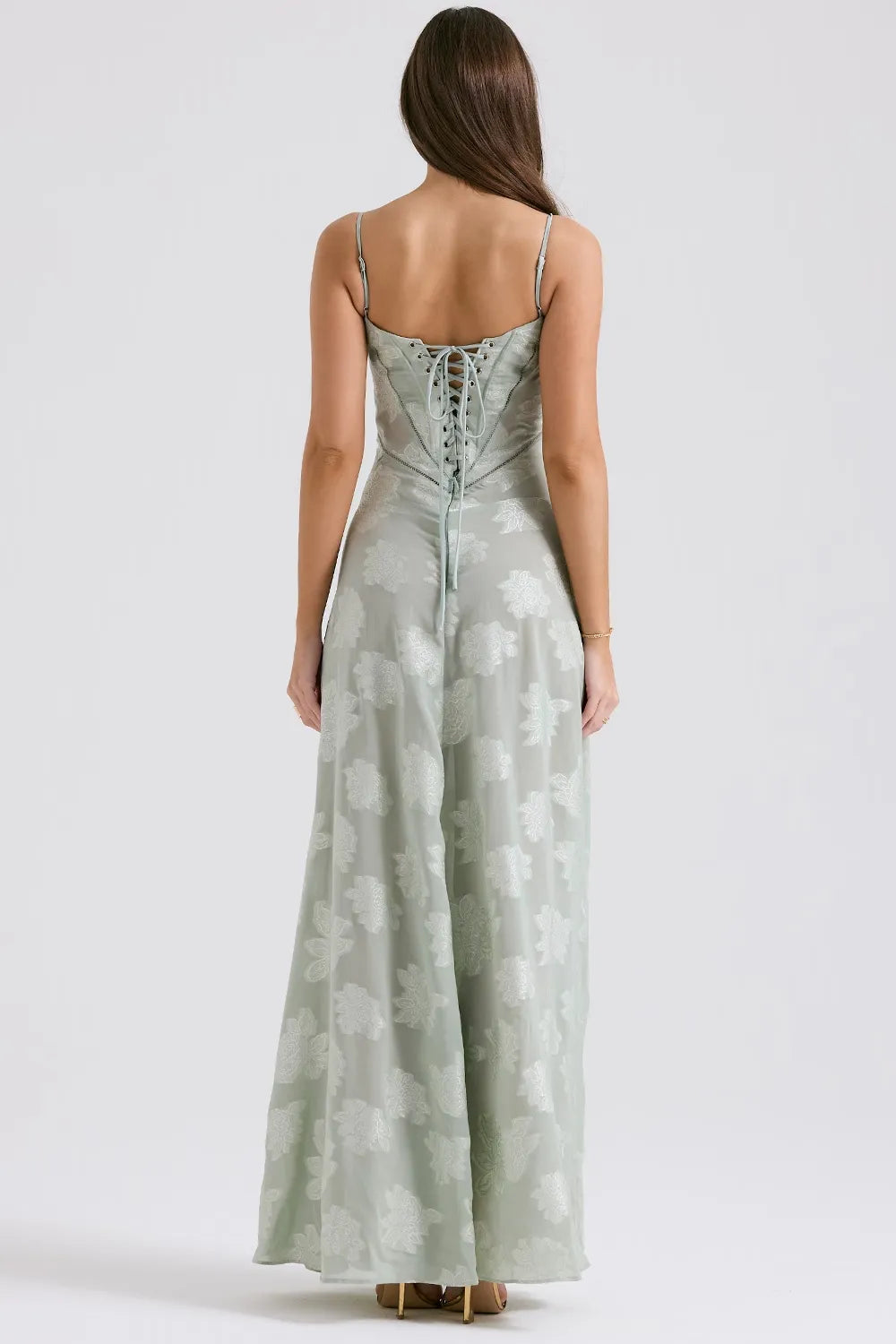Susannah | Lace-Up Open-Back Floral Maxi Dress
