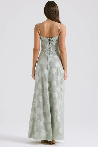 Susannah | Lace-Up Open-Back Floral Maxi Dress