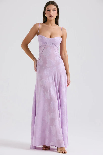 Susannah | Lace-Up Open-Back Floral Maxi Dress