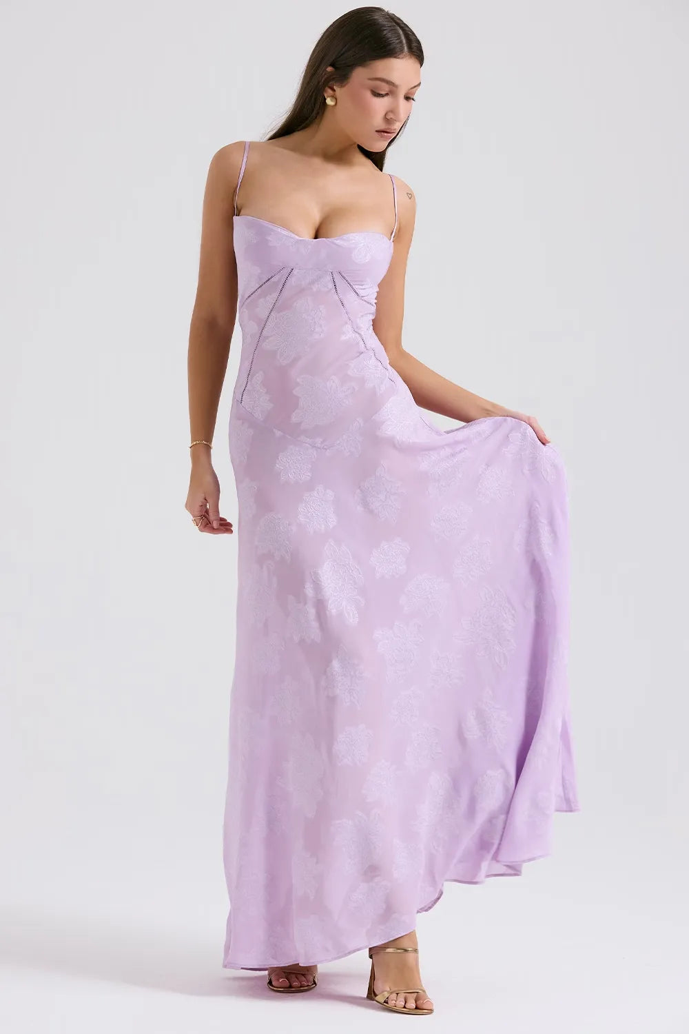 Susannah | Lace-Up Open-Back Floral Maxi Dress