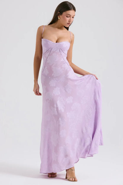 Susannah | Lace-Up Open-Back Floral Maxi Dress