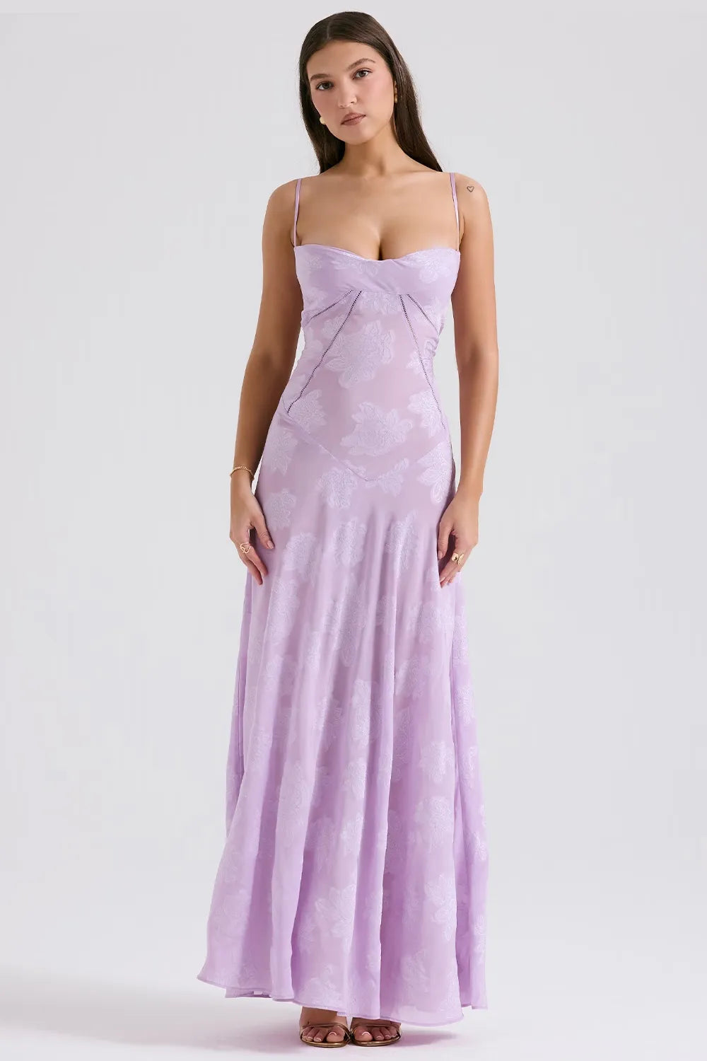Susannah | Lace-Up Open-Back Floral Maxi Dress