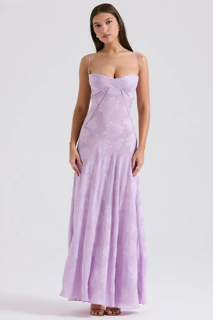 Susannah | Lace-Up Open-Back Floral Maxi Dress