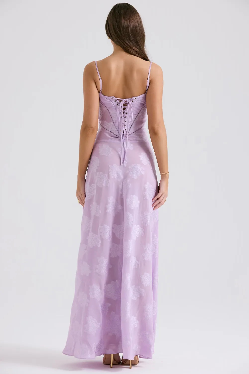 Susannah | Lace-Up Open-Back Floral Maxi Dress