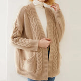 Leontine women's cable-knit open-front cardigan