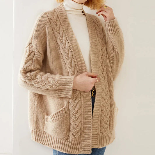 Leontine women's cable-knit open-front cardigan