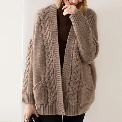 Leontine women's cable-knit open-front cardigan