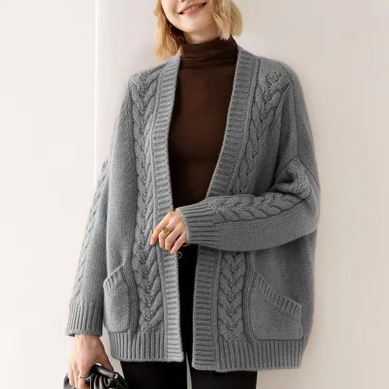 Leontine women's cable-knit open-front cardigan