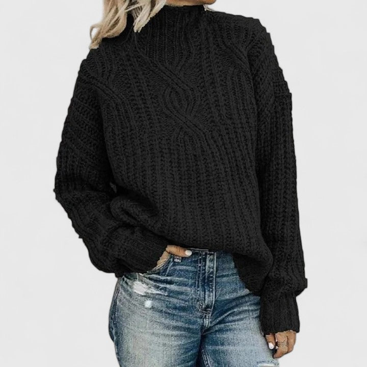 Sabeline women's oversized cable-knit mock-neck sweater