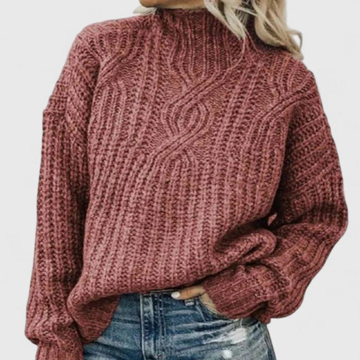 Sabeline women's oversized cable-knit mock-neck sweater