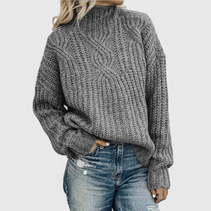 Sabeline women's oversized cable-knit mock-neck sweater
