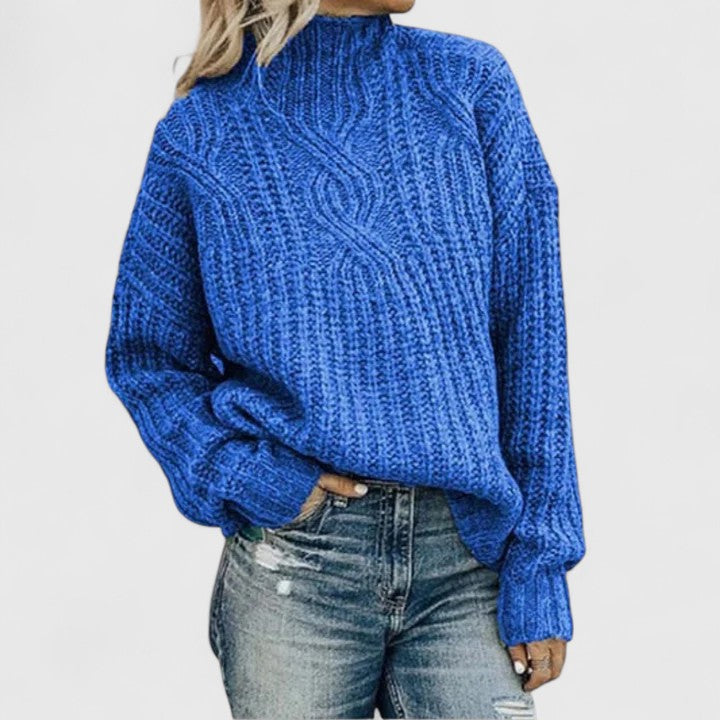 Sabeline women's oversized cable-knit mock-neck sweater