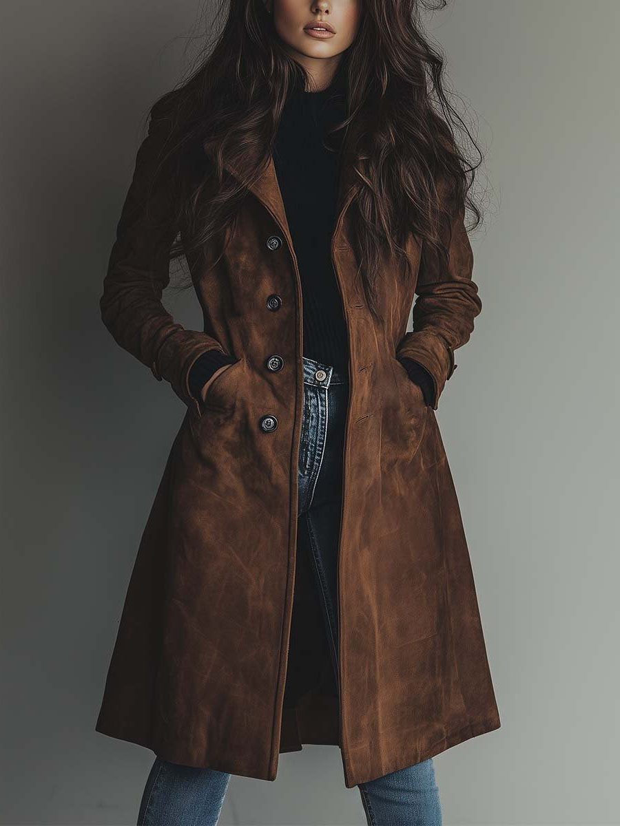 Belted longline trench coat for women