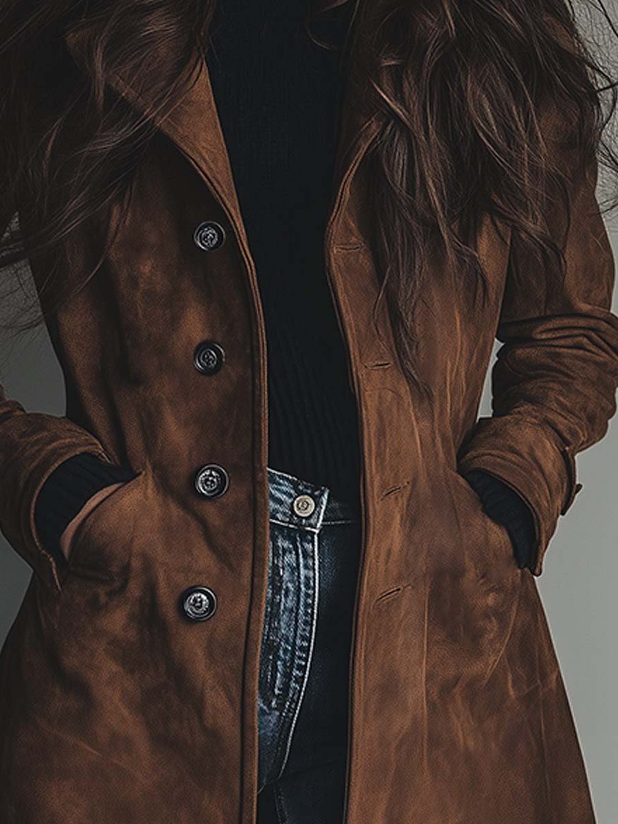 Belted longline trench coat for women view 4