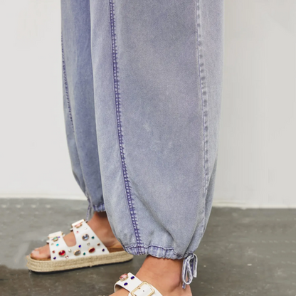 Elvianne | Denim V-Neck Wide Leg Jumpsuit with Pockets