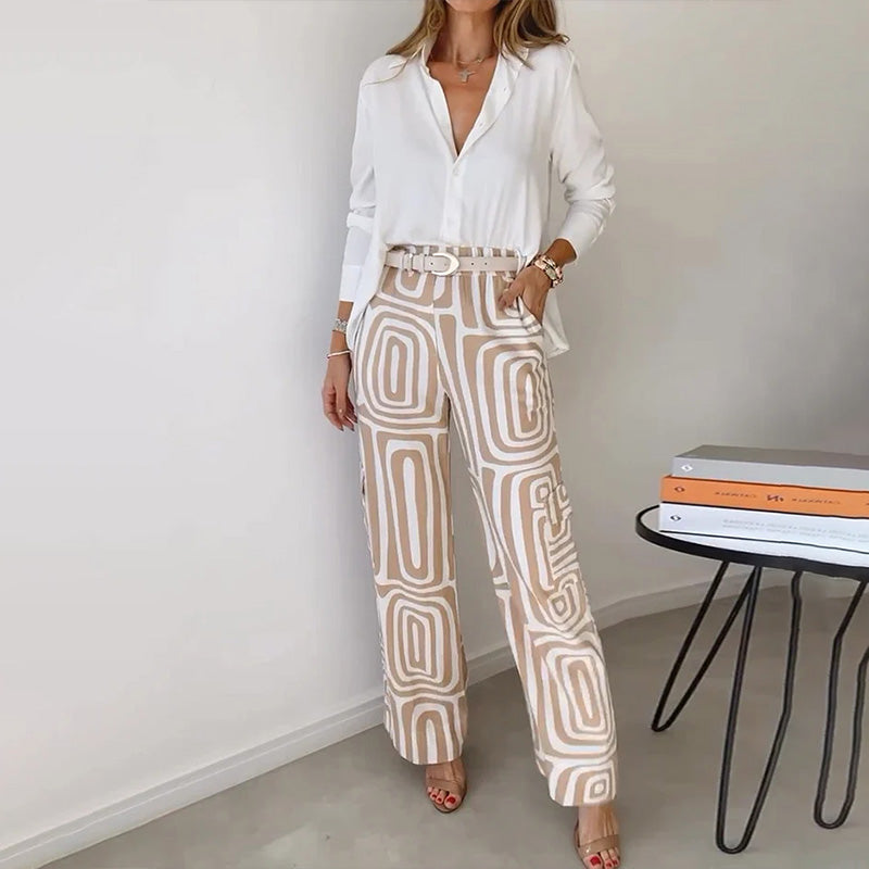Margot | Flowy Shirt & Patterned Trousers Set