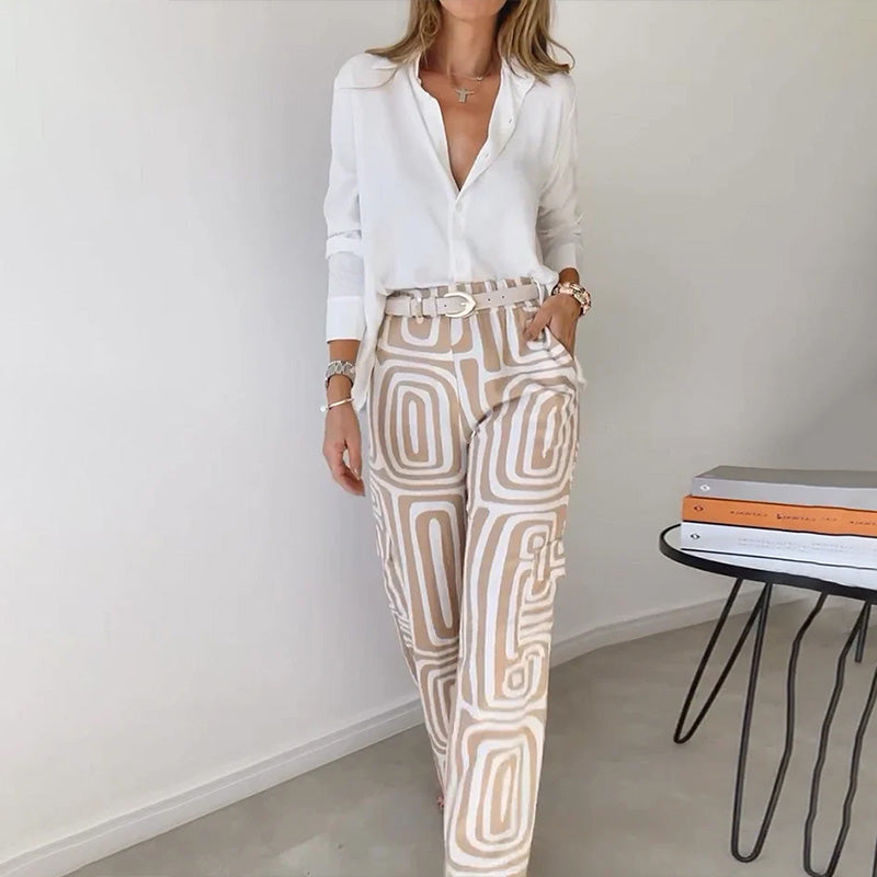 Margot | Flowy Shirt & Patterned Trousers Set