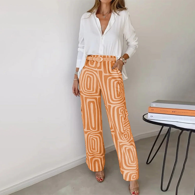 Margot | Flowy Shirt & Patterned Trousers Set