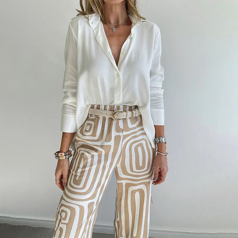 Margot | Flowy Shirt & Patterned Trousers Set