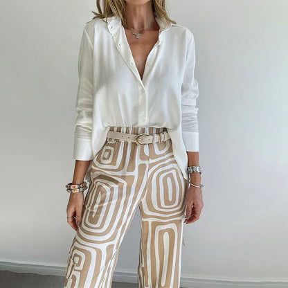 Margot | Flowy Shirt & Patterned Trousers Set