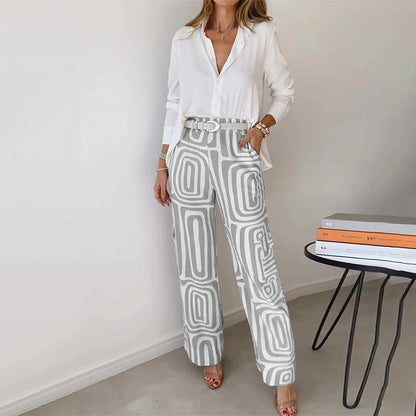 Margot | Flowy Shirt & Patterned Trousers Set