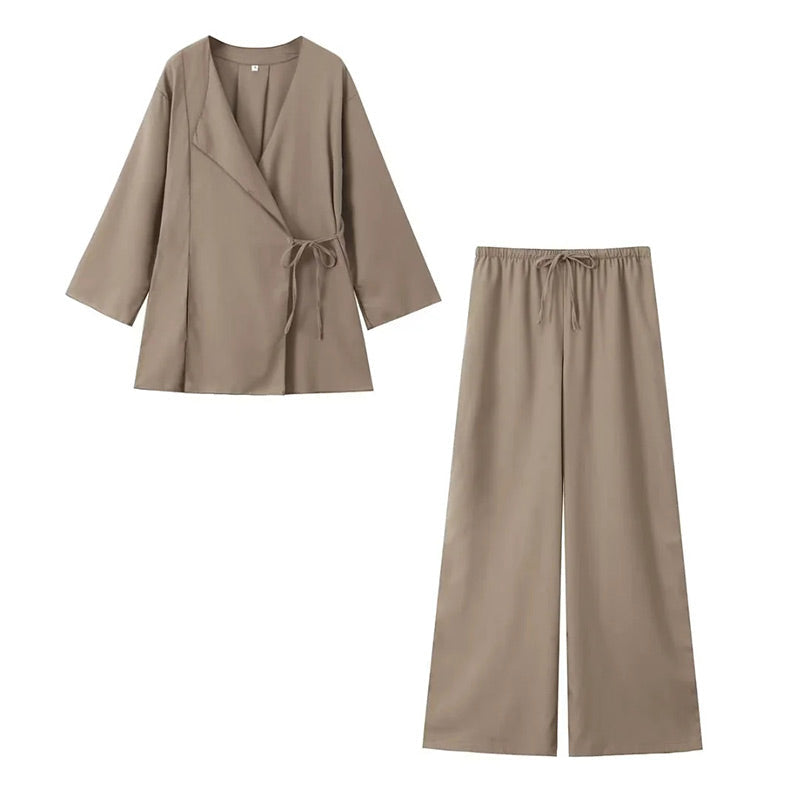 Jazz | Wrap Kimono and Wide-Leg Pants Set