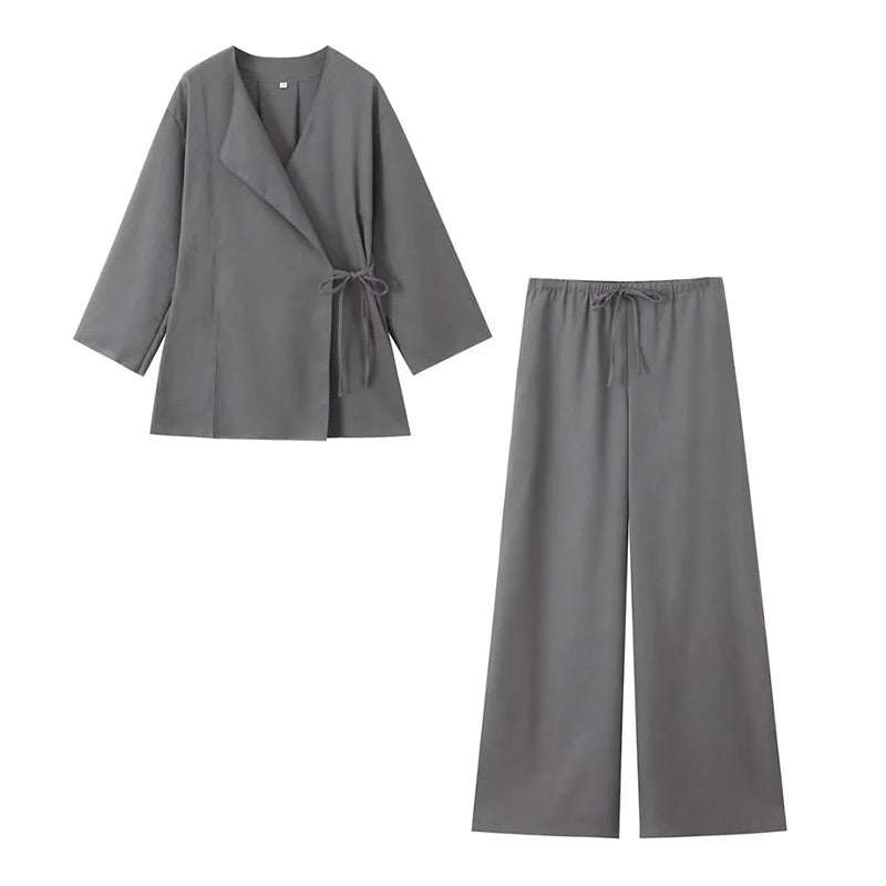 Jazz | Wrap Kimono and Wide-Leg Pants Set