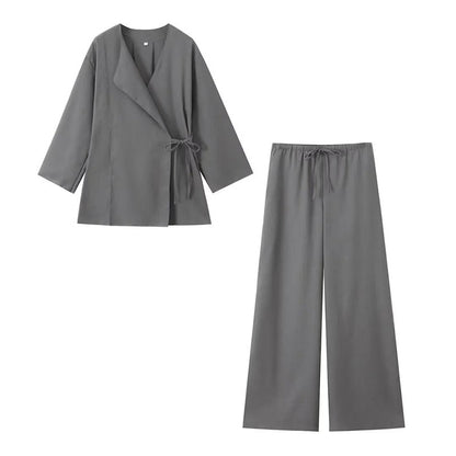 Jazz | Wrap Kimono and Wide-Leg Pants Set