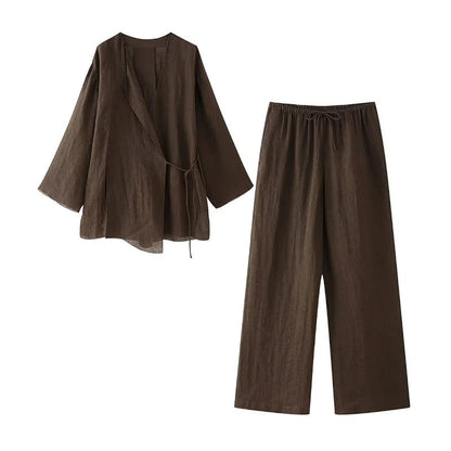Jazz | Wrap Kimono and Wide-Leg Pants Set