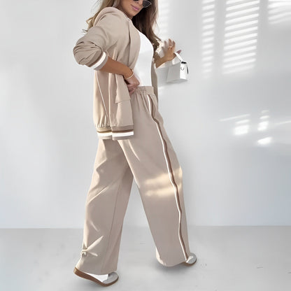 Suit set showing wide-leg trousers