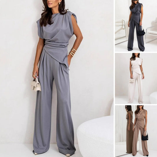Marivelle | Asymmetric Top and Wide-Leg Pants Set