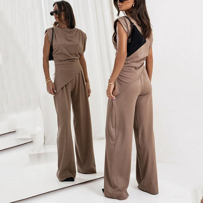 Marivelle | Asymmetric Top and Wide-Leg Pants Set