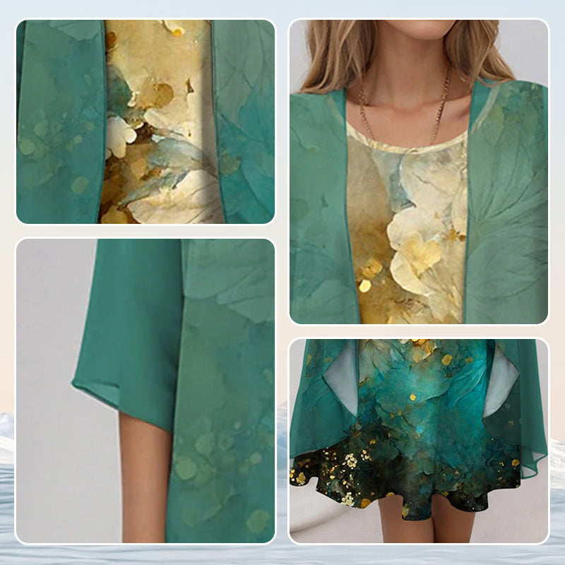 Beatrix | Short Sleeve Blouse & Flowy Dress Set