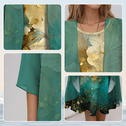Beatrix | Short Sleeve Blouse & Flowy Dress Set