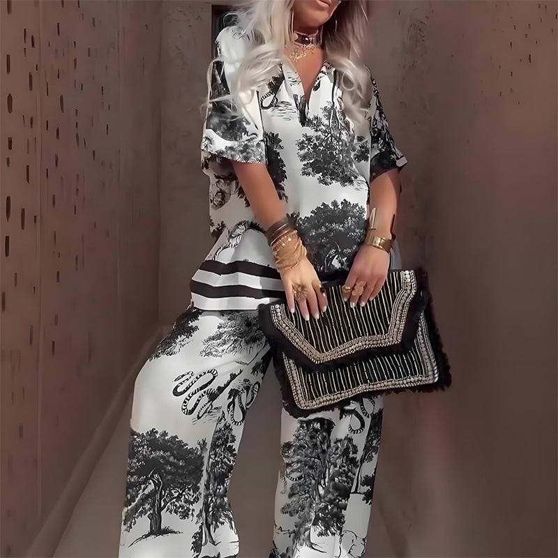 Printed two-piece set front view
