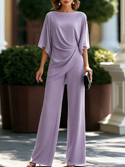 Cape-sleeve two-piece set in lavender